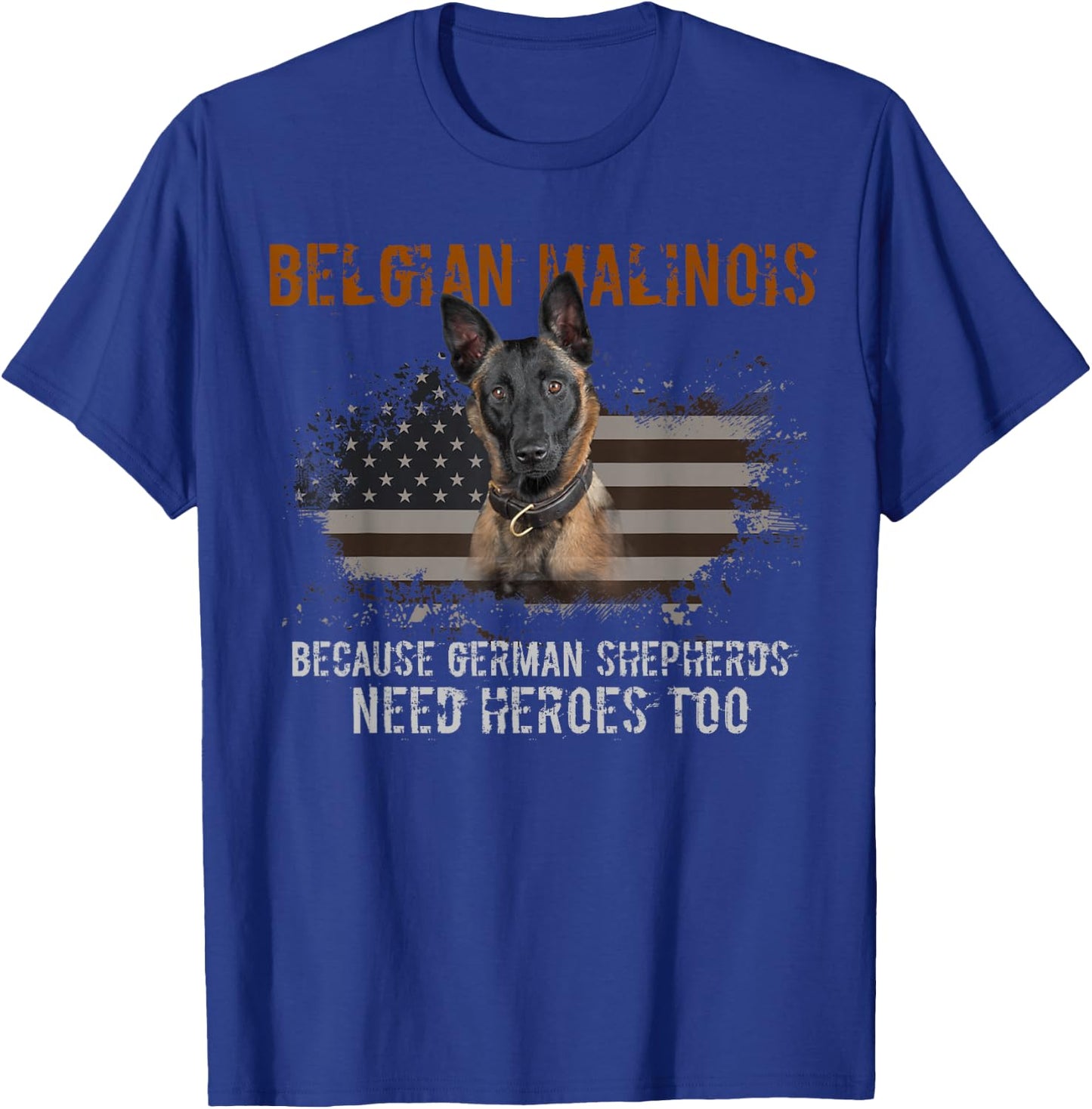 Belgian Malinois American Flag Funny Dog Gift T-Shirt - T-Shirt | Royal