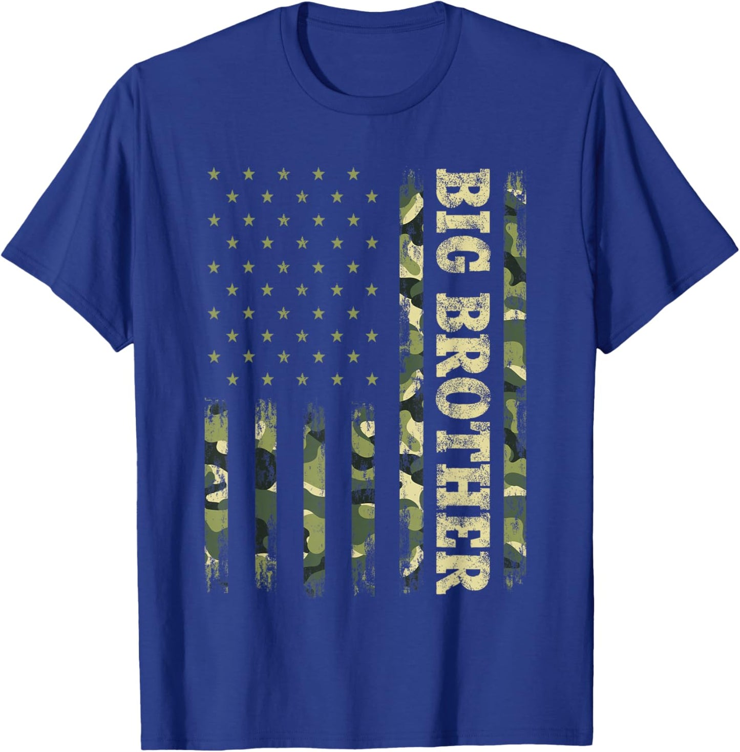 Fathers Day Shirt Bro, Big Brother Camouflage American Flag T-Shirt - T-Shirt | Royal