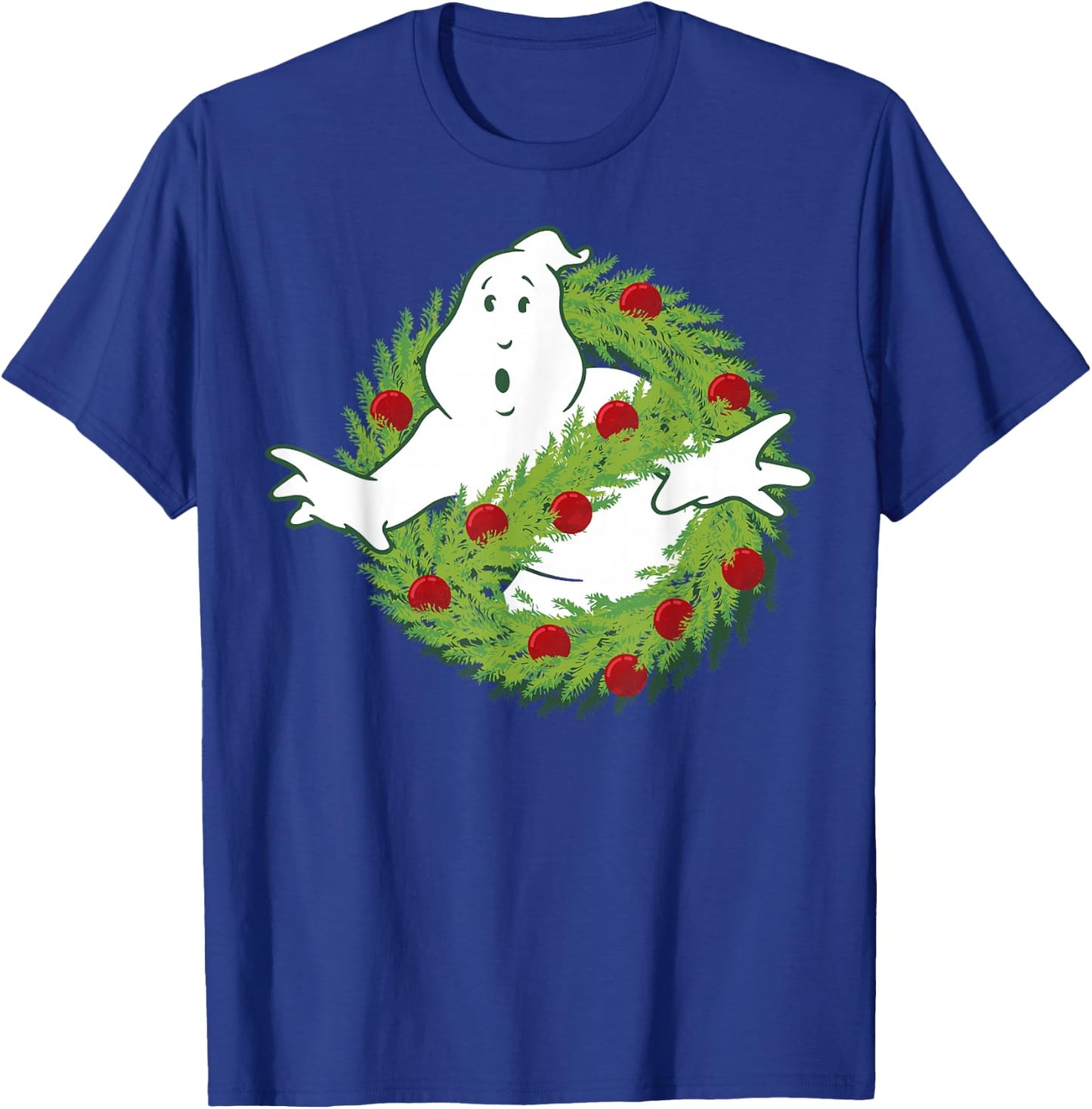 Ghostbusters Classic Logo Christmas Wreath Graphic T-Shirt - T-Shirt | Royal