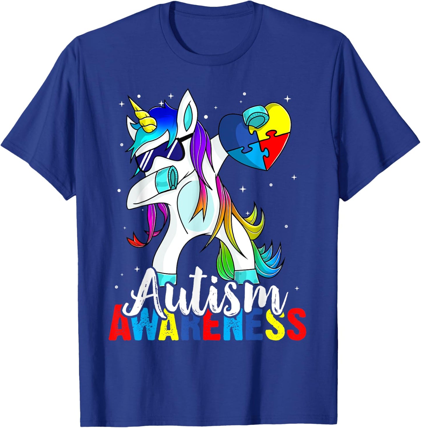 Dabbing Unicorn Autism Awareness Kids Girls Boys Be Kind T-Shirt - T-Shirt | Royal