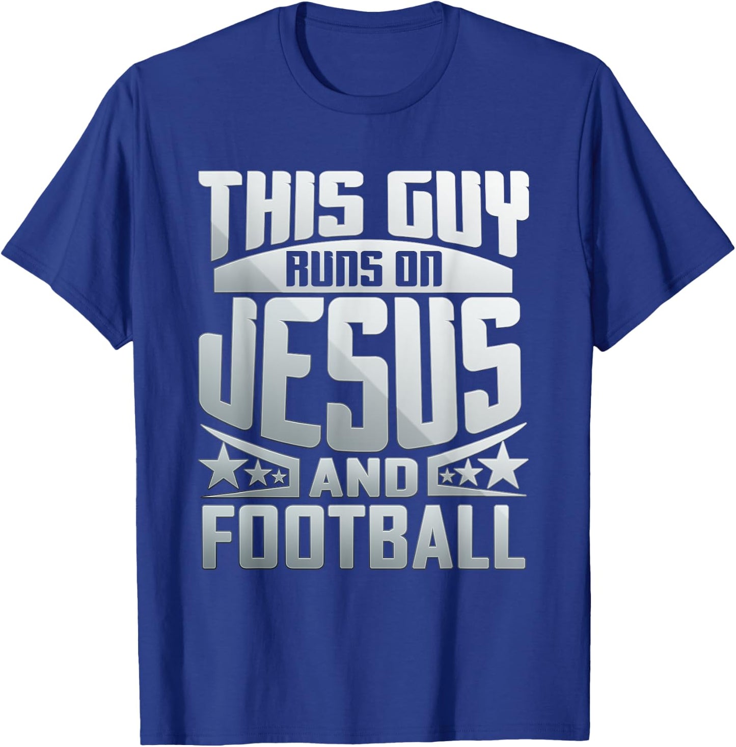 This Guy Runs On Jesus And Football T-Shirt - T-Shirt | Royal