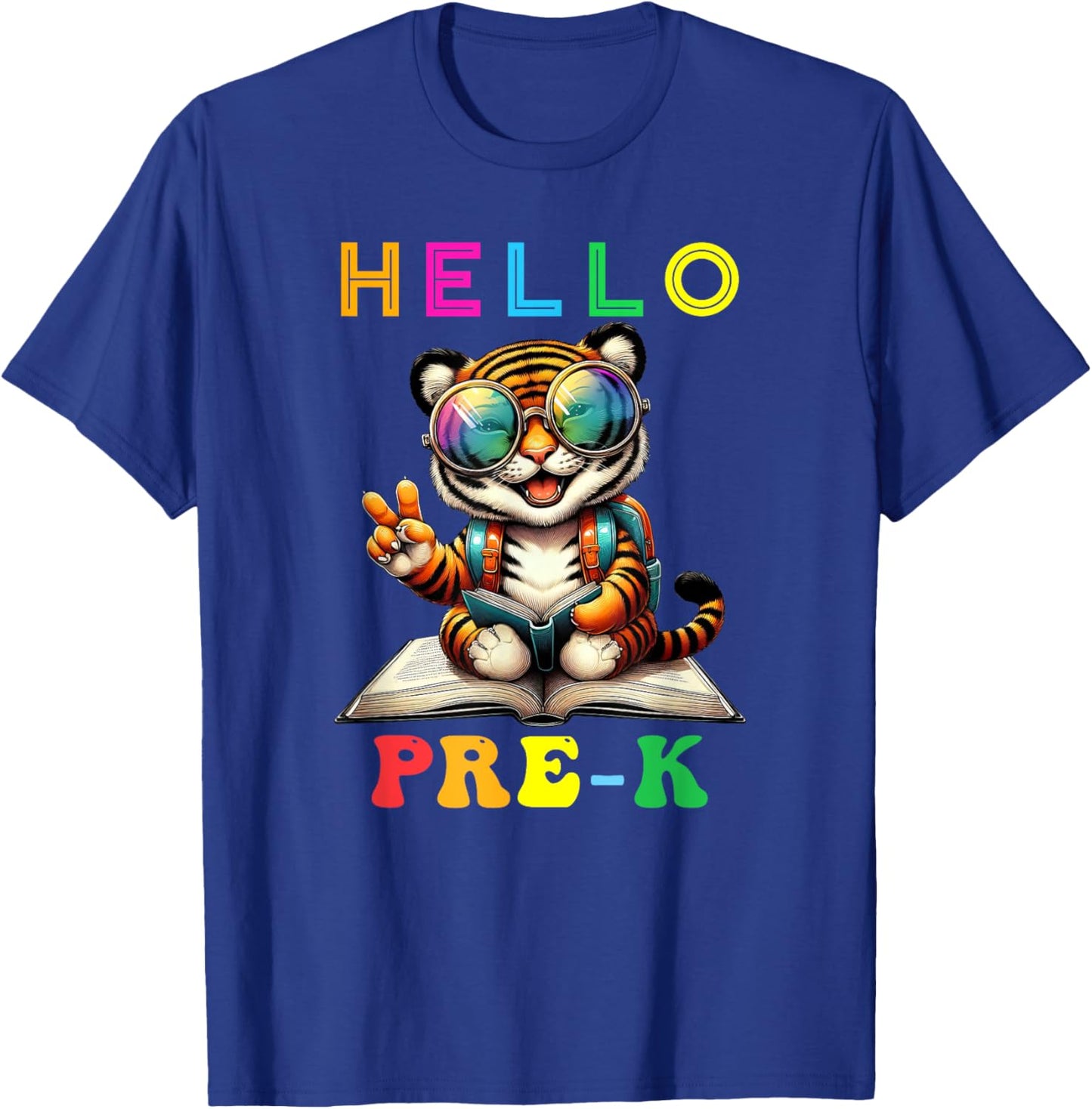 Hello Pre K Tiger Lover Back to School Kids Boys Girls T-Shirt - T-Shirt | Royal