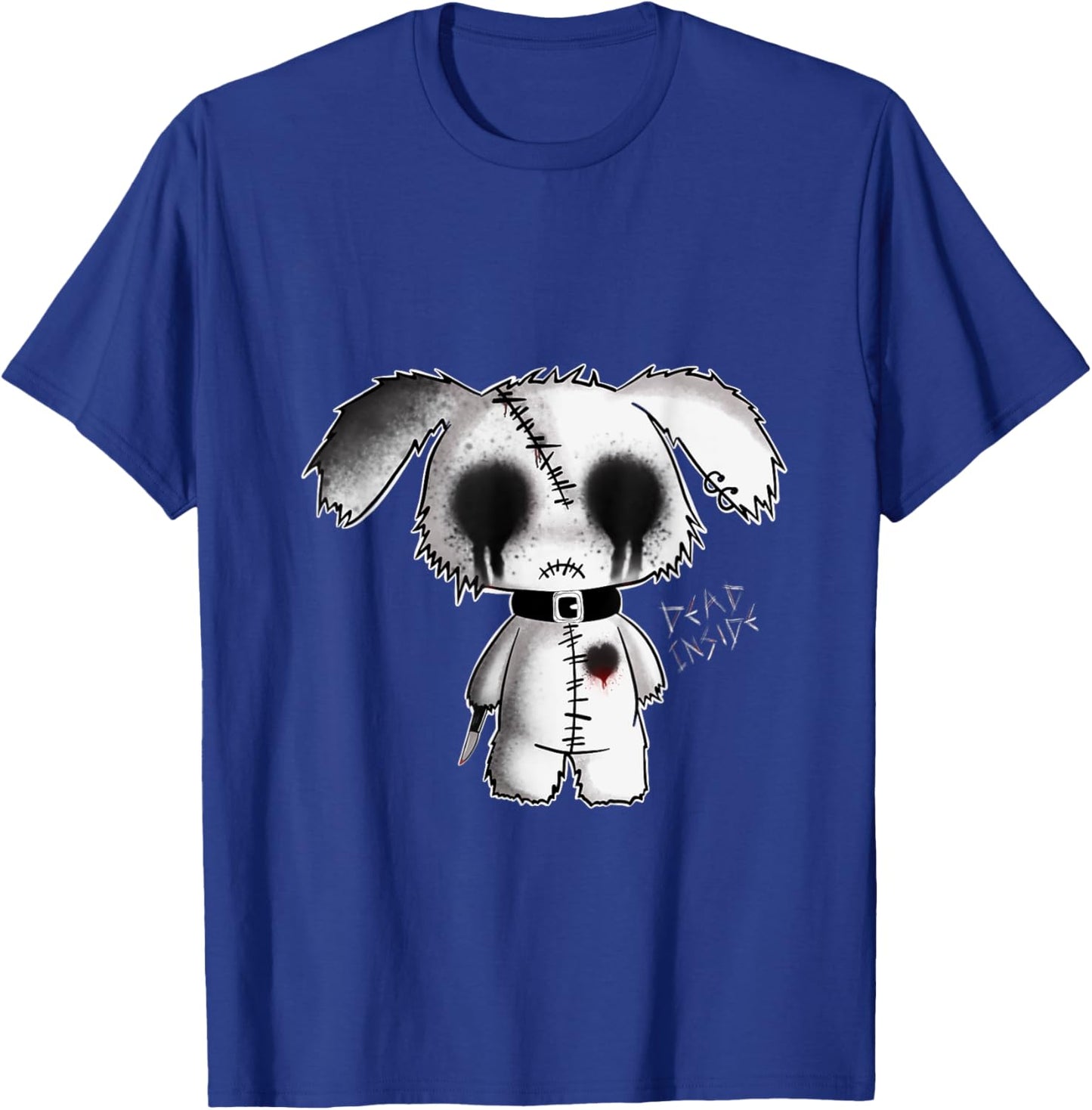 Bunny Goth Holding Knife Kawaii Creepy Bunny Halloween Fun T-Shirt - T-Shirt | Royal