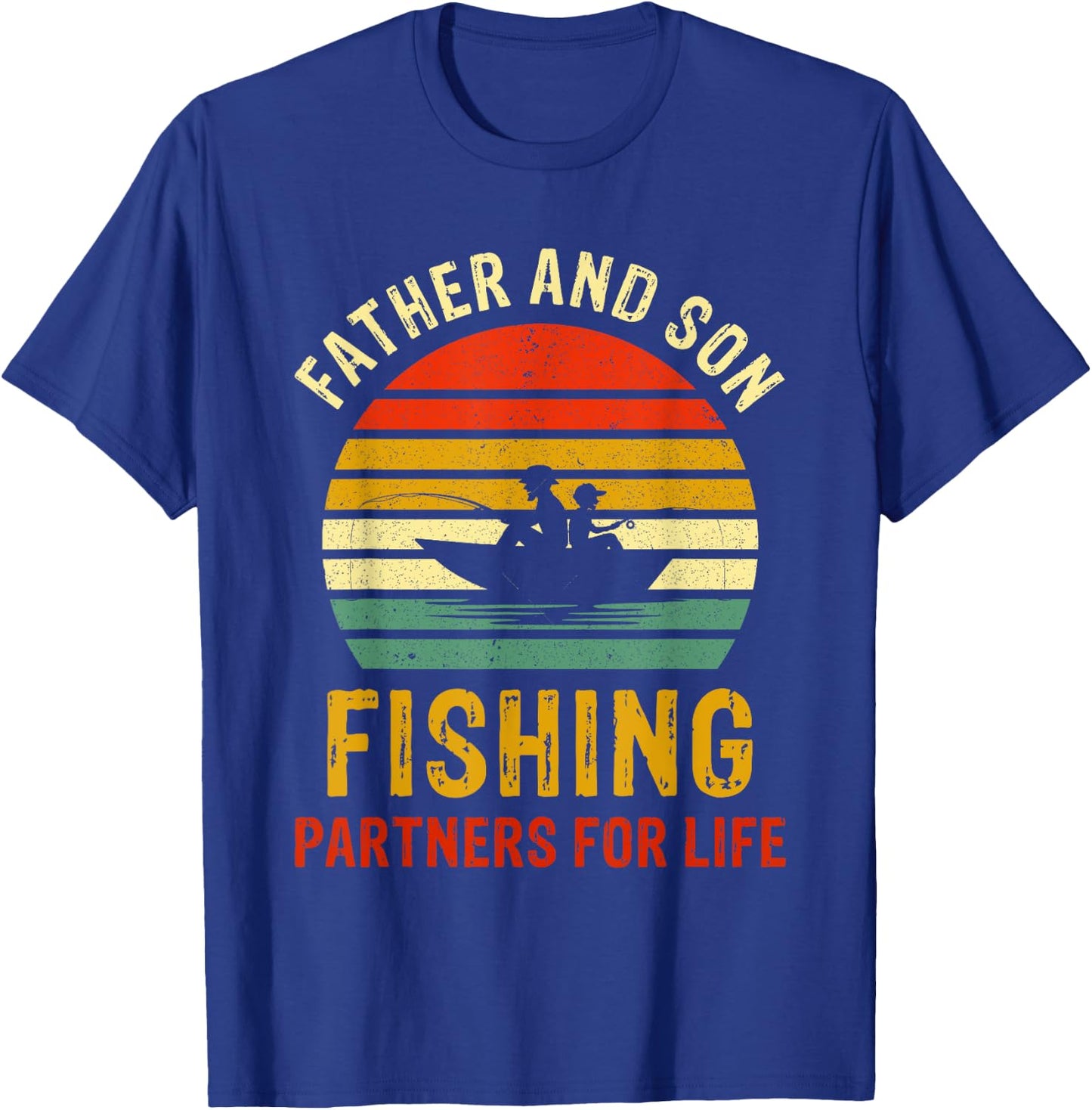 Vintage Dad And Son Fishing Partners For Life Fathers Day T-Shirt - T-Shirt | Royal