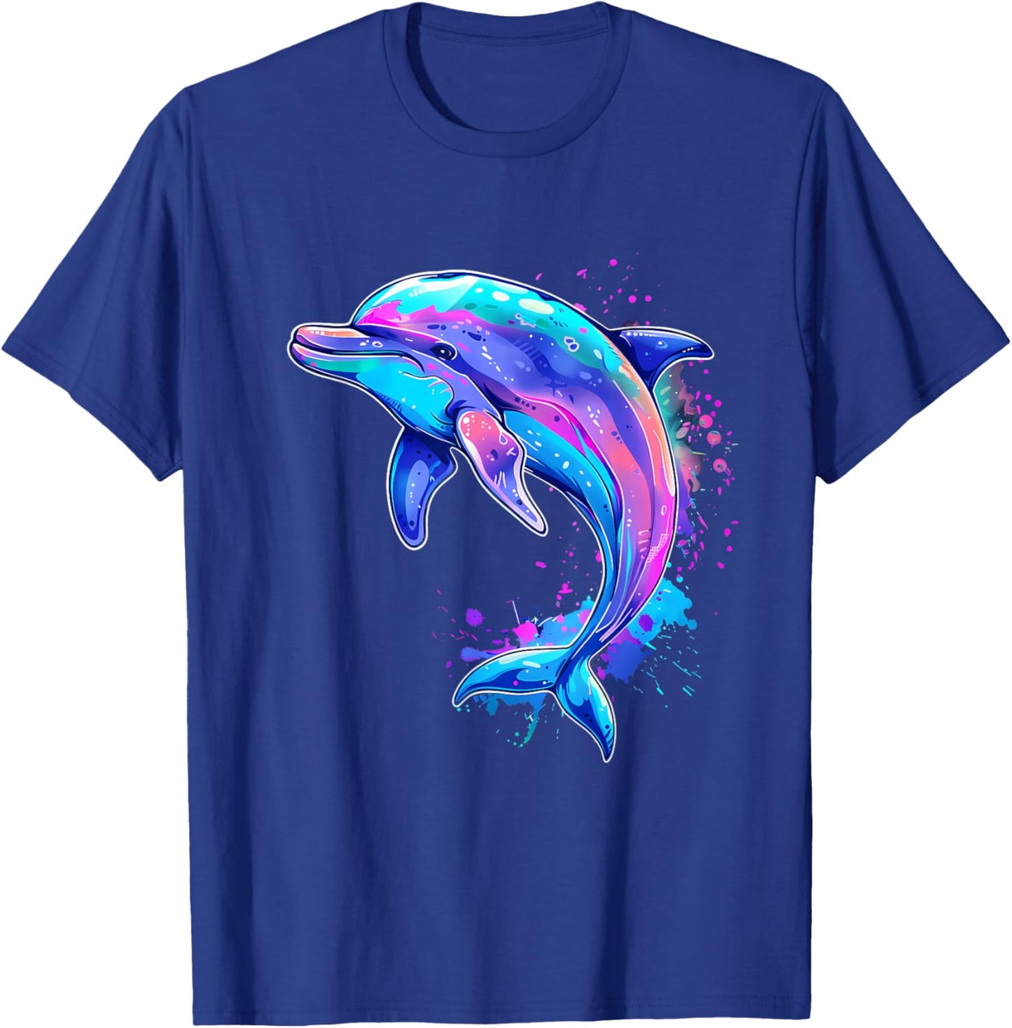 Dolphin Ocean Sea Dolphin Watercolor Sea Ocean Animal T-Shirt - T-Shirt | Royal