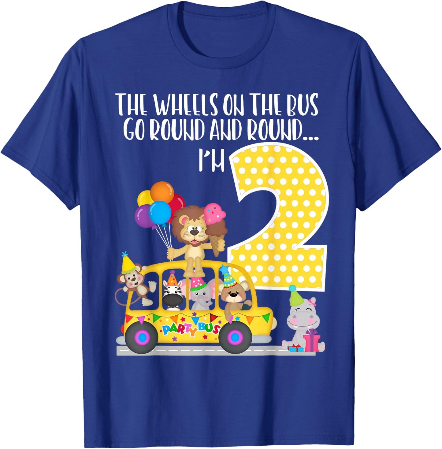The Wheels On The Bus 2nd Birthday 2 Yrs Old Family Matching T-Shirt - T-Shirt | Royal