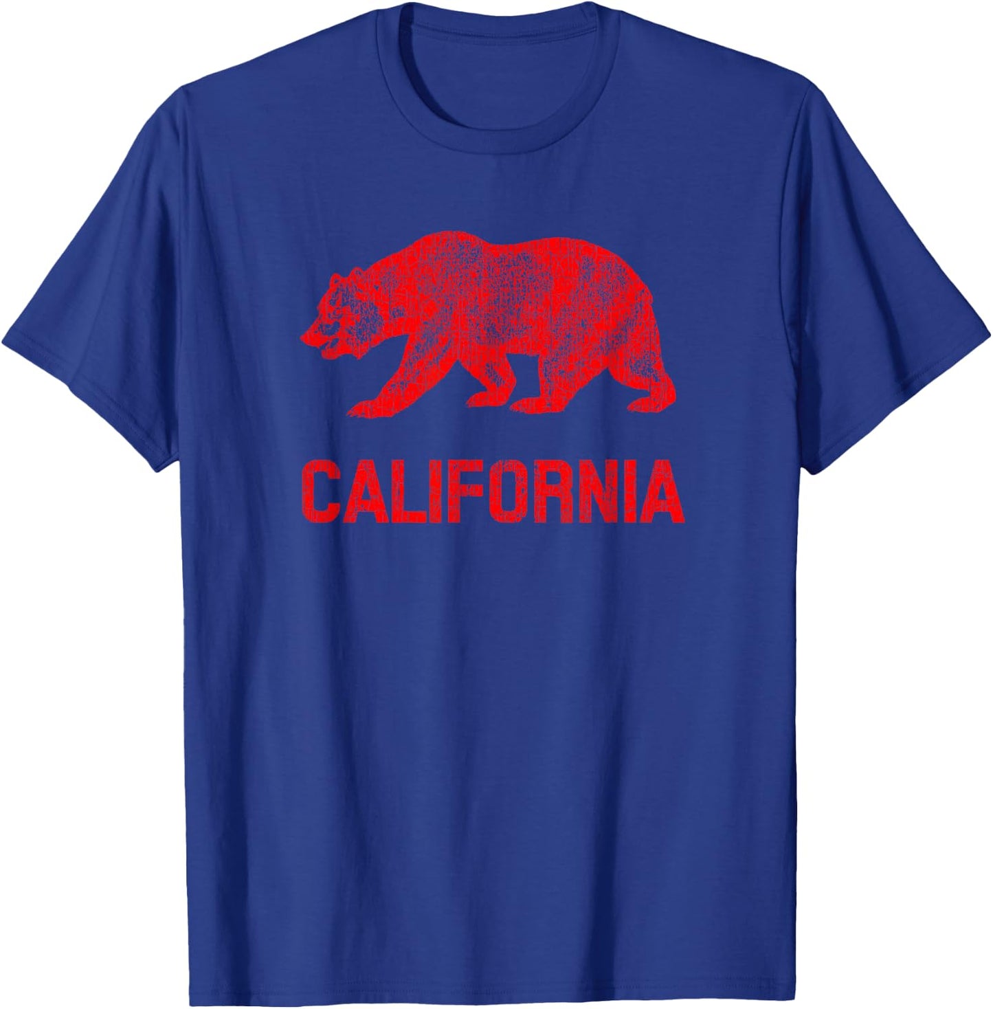 California Republic Flag Distressed Bear T-Shirt - T-Shirt | Royal