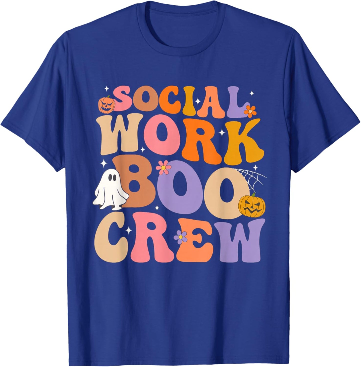 Retro Social Worker Boo Crew Halloween Spooky Psychologist T-Shirt - T-Shirt | Royal