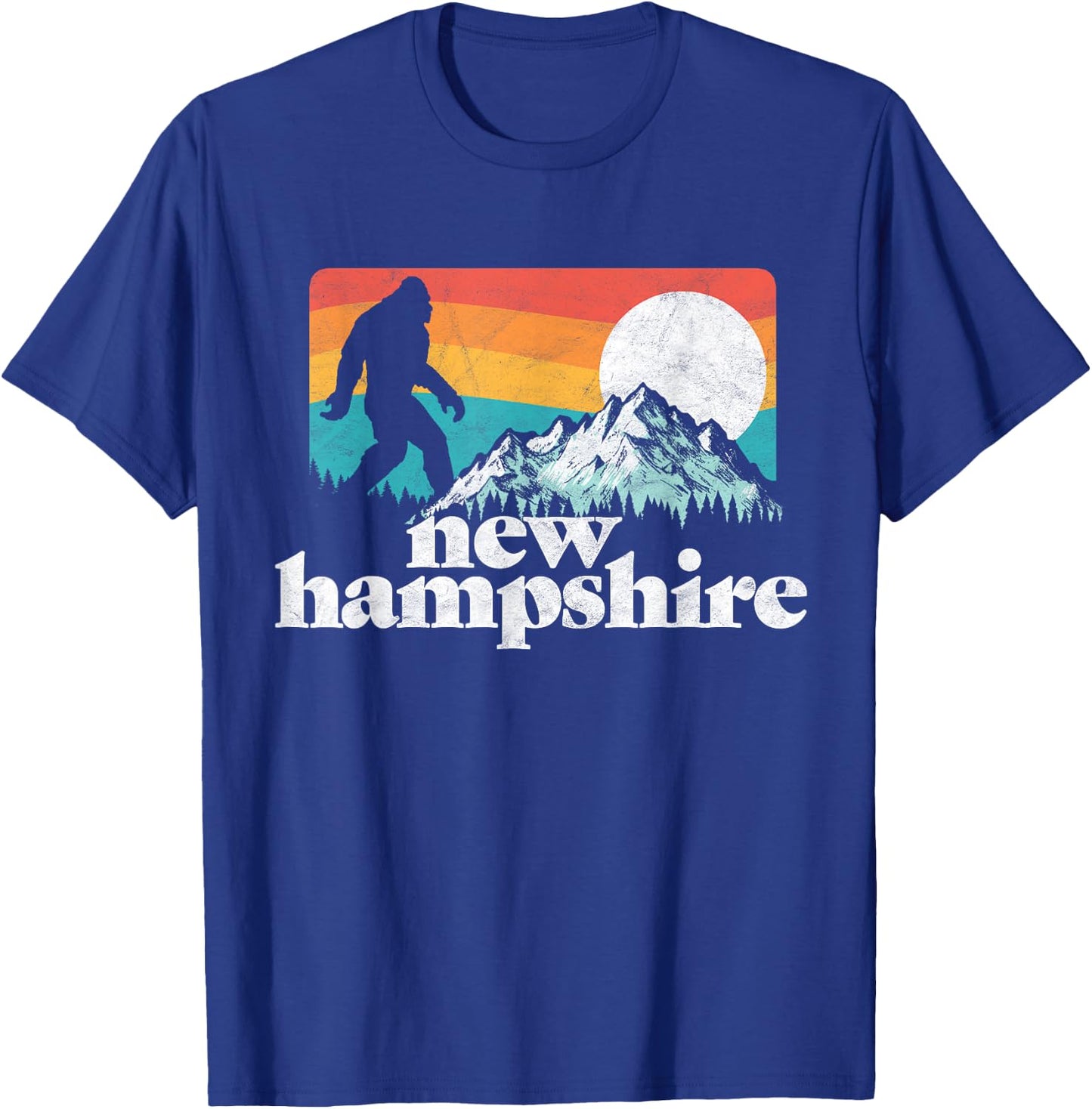 Retro New Hampshire Bigfoot Mountains T-Shirt - T-Shirt | Royal