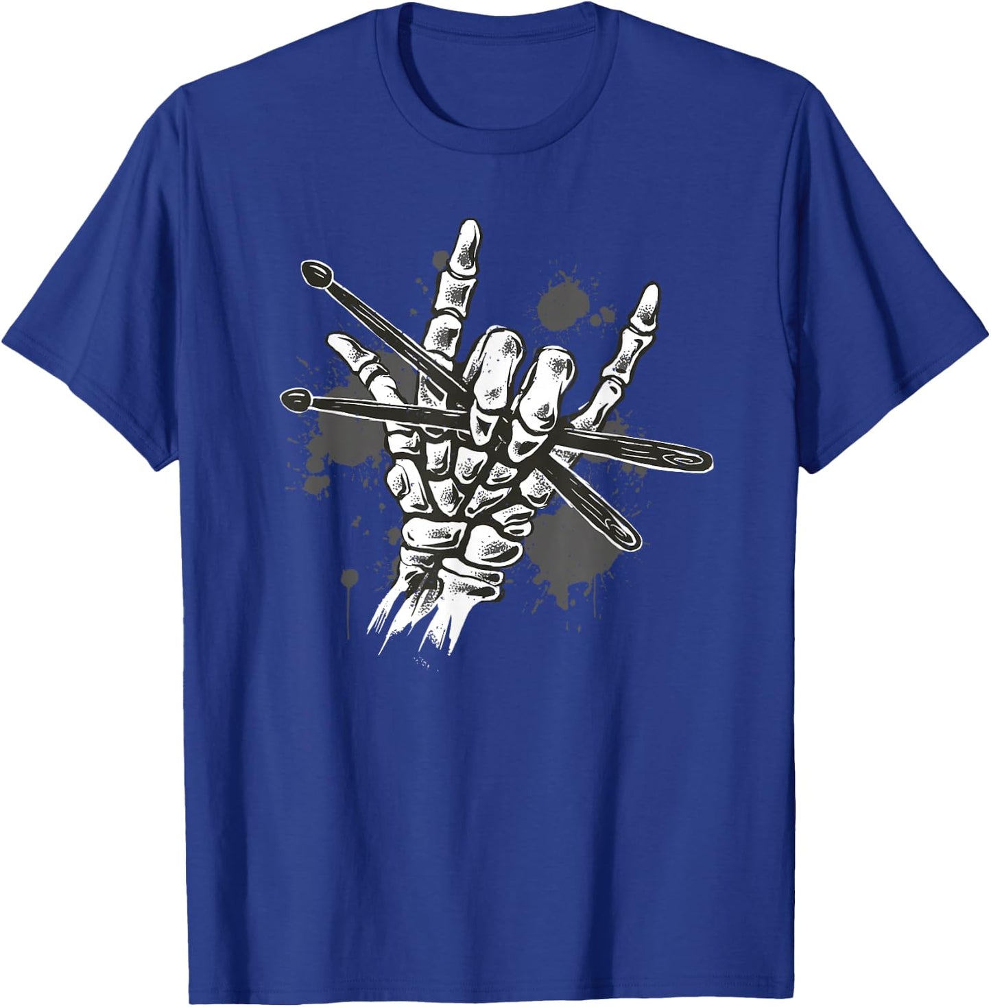 Skeleton Rock Hand Drumming Cool Skeleton Drummer Drumsticks T-Shirt - T-Shirt | Royal