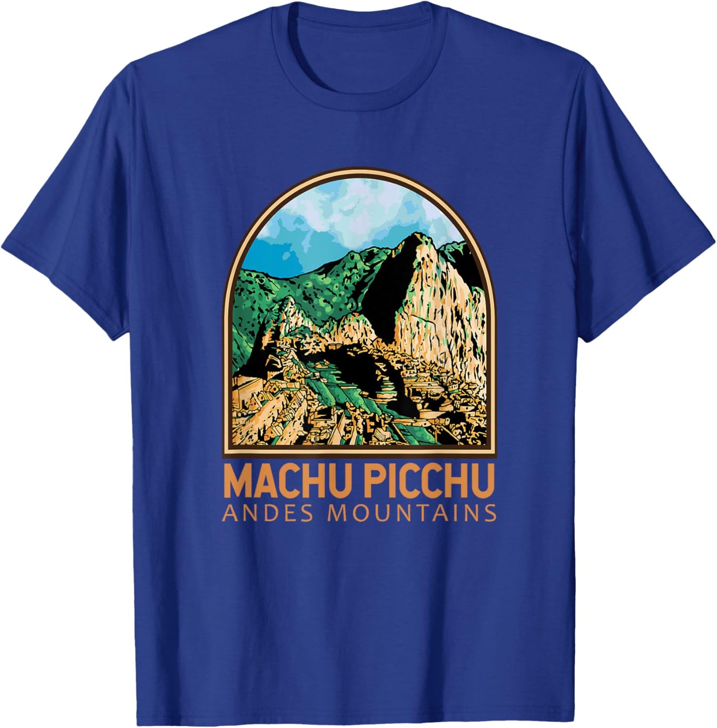 Machu Picchu Peru Landmark Emblem Vintage T-Shirt - T-Shirt | Royal