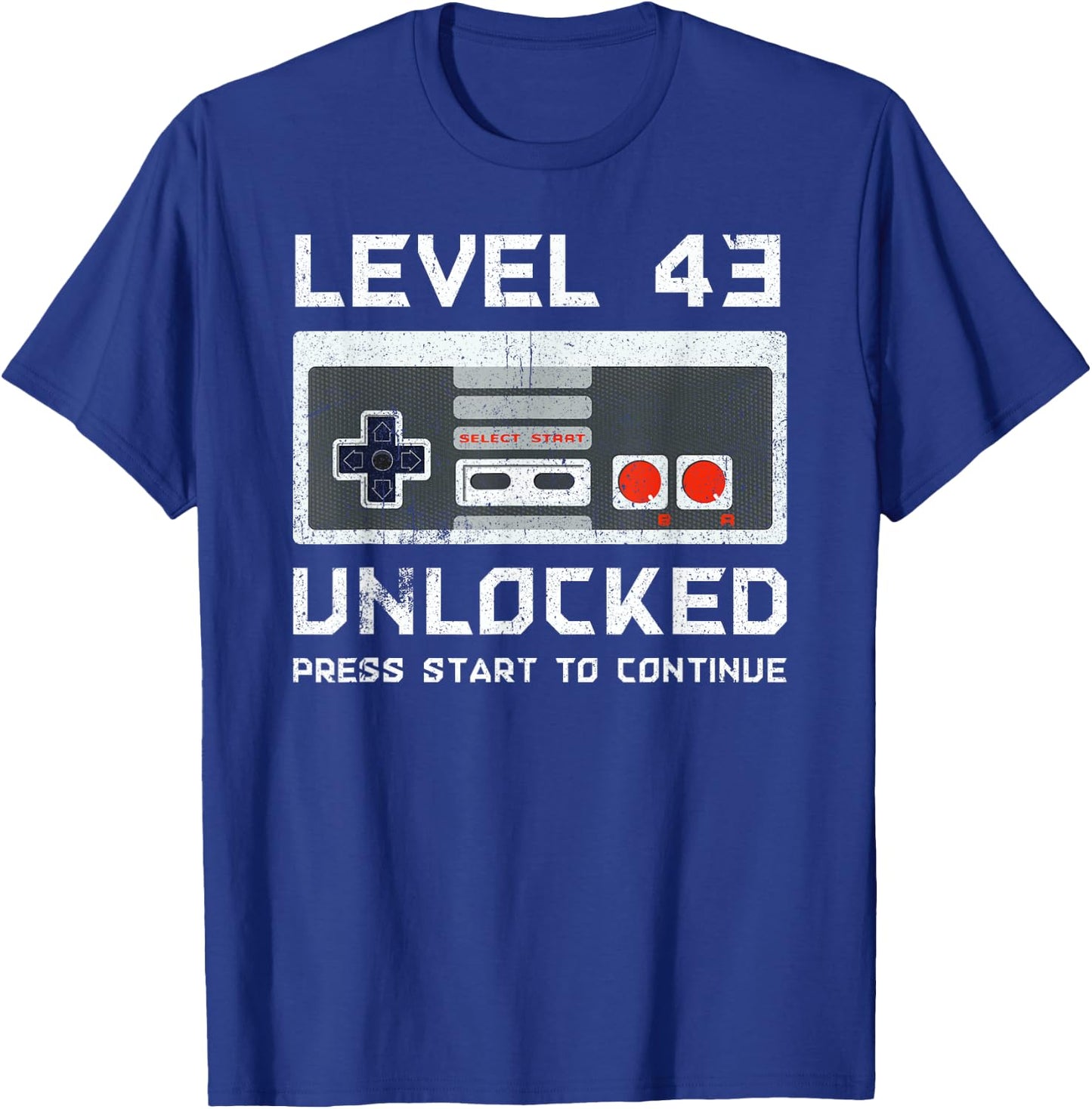 43 Year Old Forty-Three Birthday Gift Level 43 Unlocked Game T-Shirt - T-Shirt | Royal