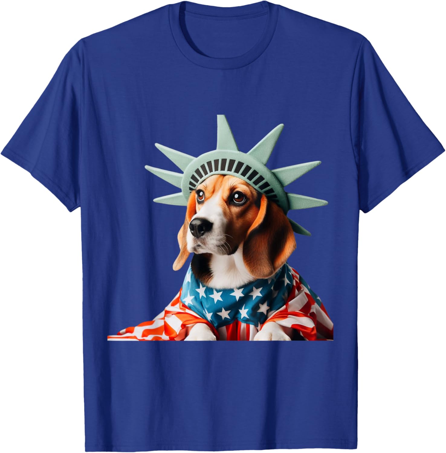 Beagle Patriotic Statue Of Liberty 4th of July USA American Kids Men T-Shirt - T-Shirt | Royal