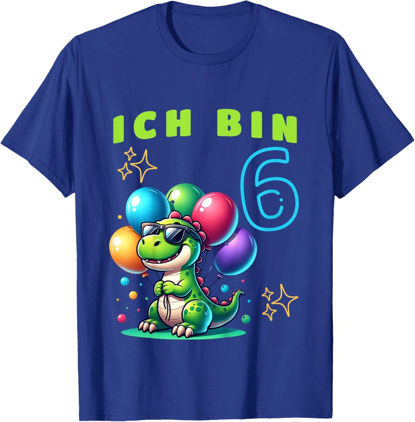 Dino Kinder Ich bin sechs Jahre alt | 6. Geburtstag T-Shirt - T-Shirt | Royal