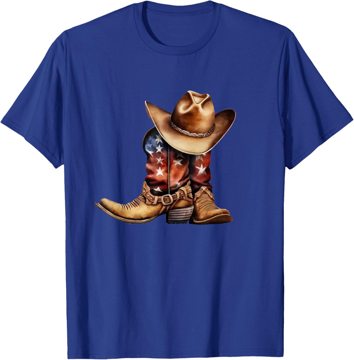 Western Cowboy Boots Patriotic American USA Flag T-Shirt - T-Shirt | Royal