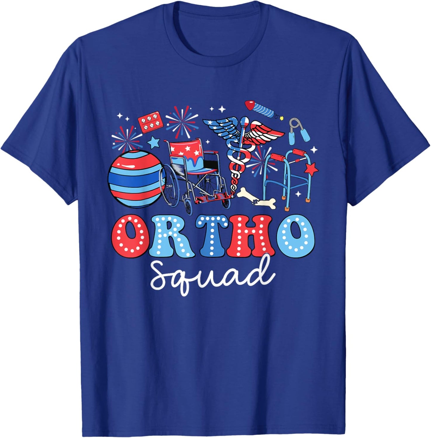 Groovy Ortho Squad USA Flag Ortho Nurse 4th Of July Women Men T-Shirt - T-Shirt | Royal