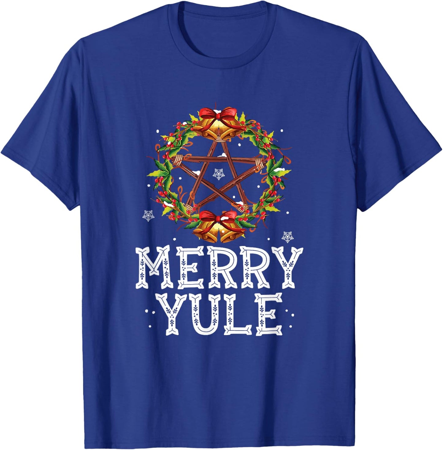 Merry Yule Winter Solstice Holly Pentagram Gift T-Shirt - T-Shirt | Royal