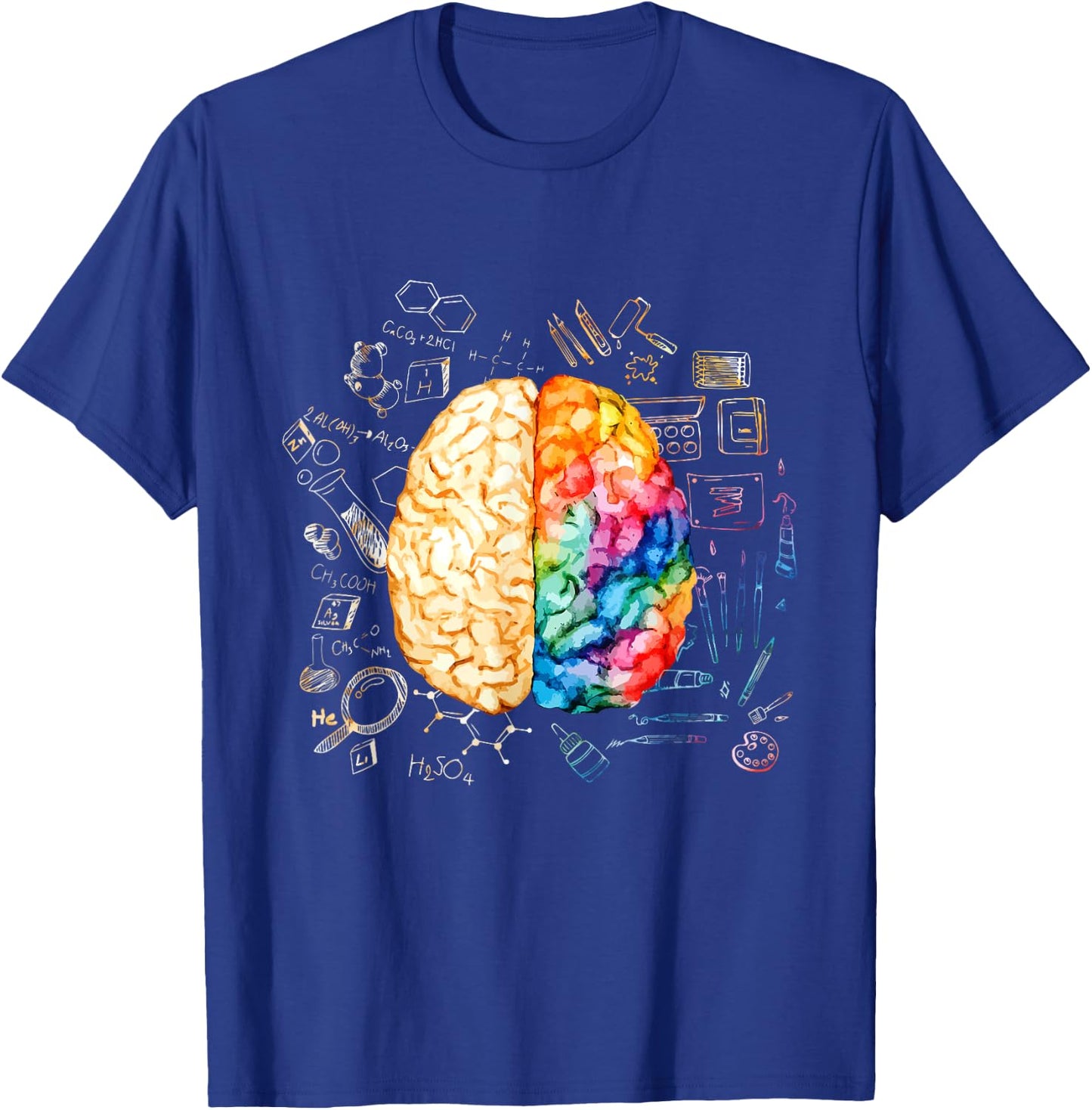 Diamond Deals LLC - Colorful Brain - Science And Art - Neuroscience Neurologist T-Shirt - T-Shirt | Royal