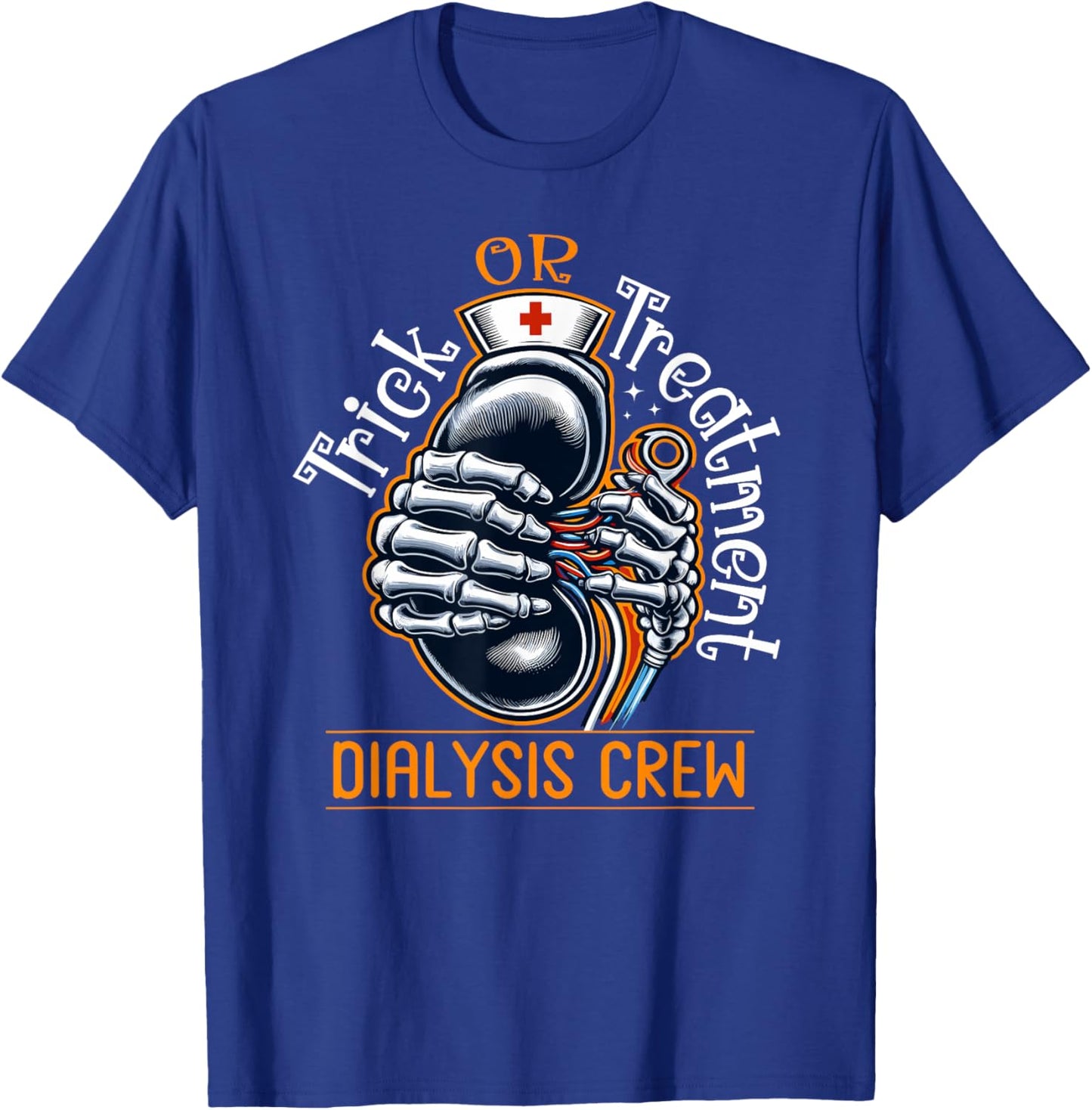Trick Or Treatment Nurse Dialysis Crew Halloween Kidney T-Shirt - T-Shirt | Royal
