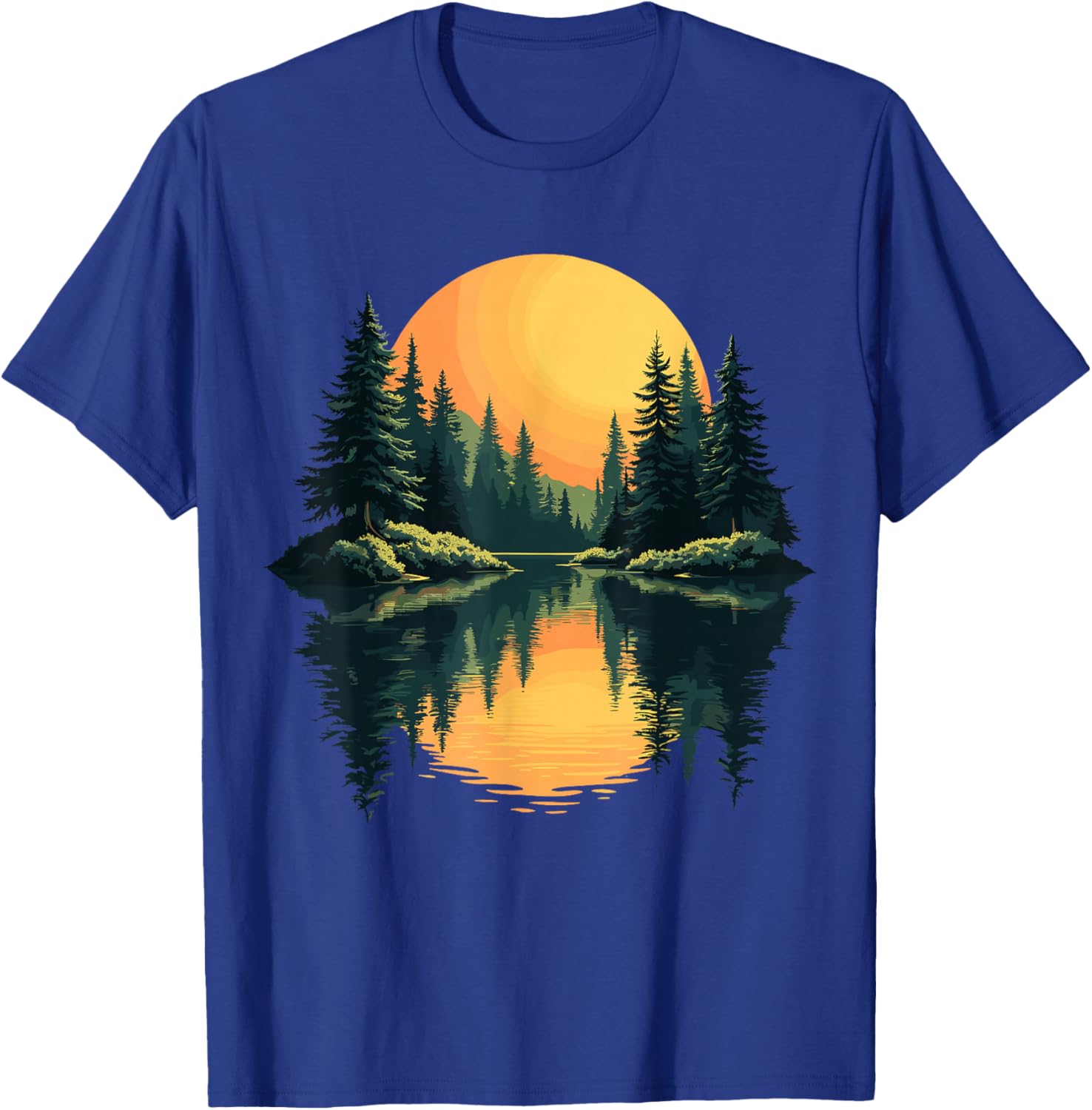 Nature Trees Reflection Forest Trees Outdoor Wildlife T-Shirt - T-Shirt | Royal