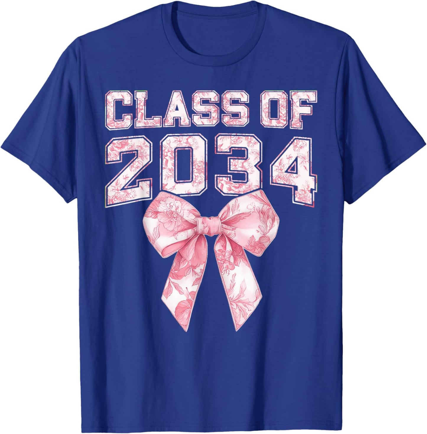 Retro Class of 2034 Graduation Preppy Coquette Bow Senior 34 T-Shirt - T-Shirt | Royal