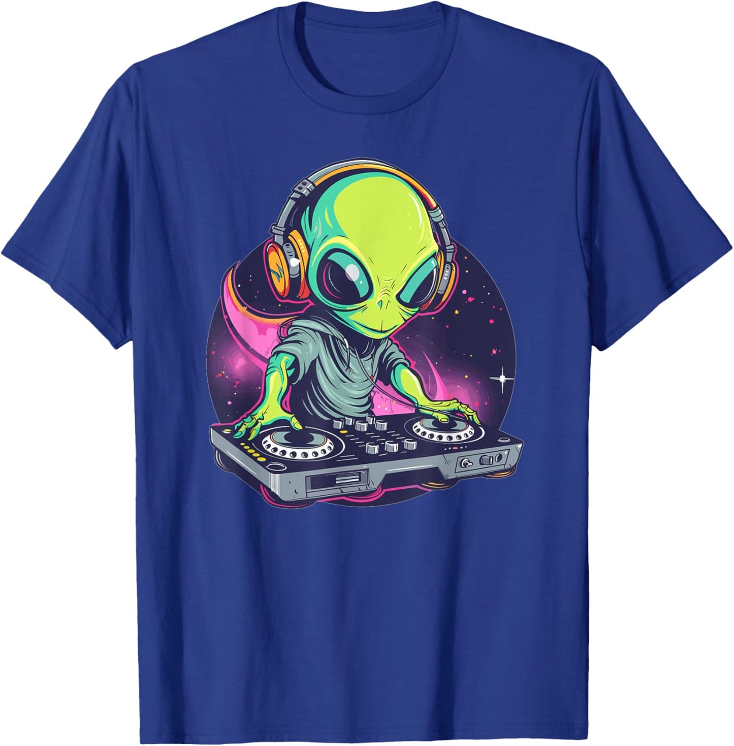 Cartoon Alien DJ T-Shirt - T-Shirt | Royal