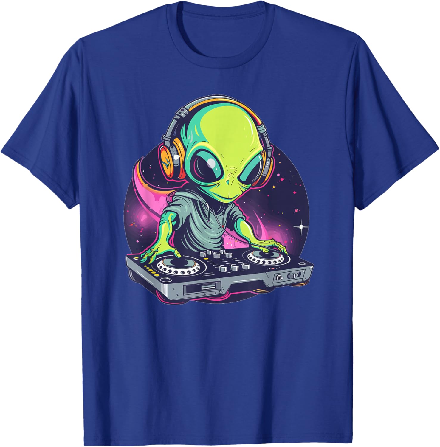Cartoon Alien DJ T-Shirt - T-Shirt | Royal