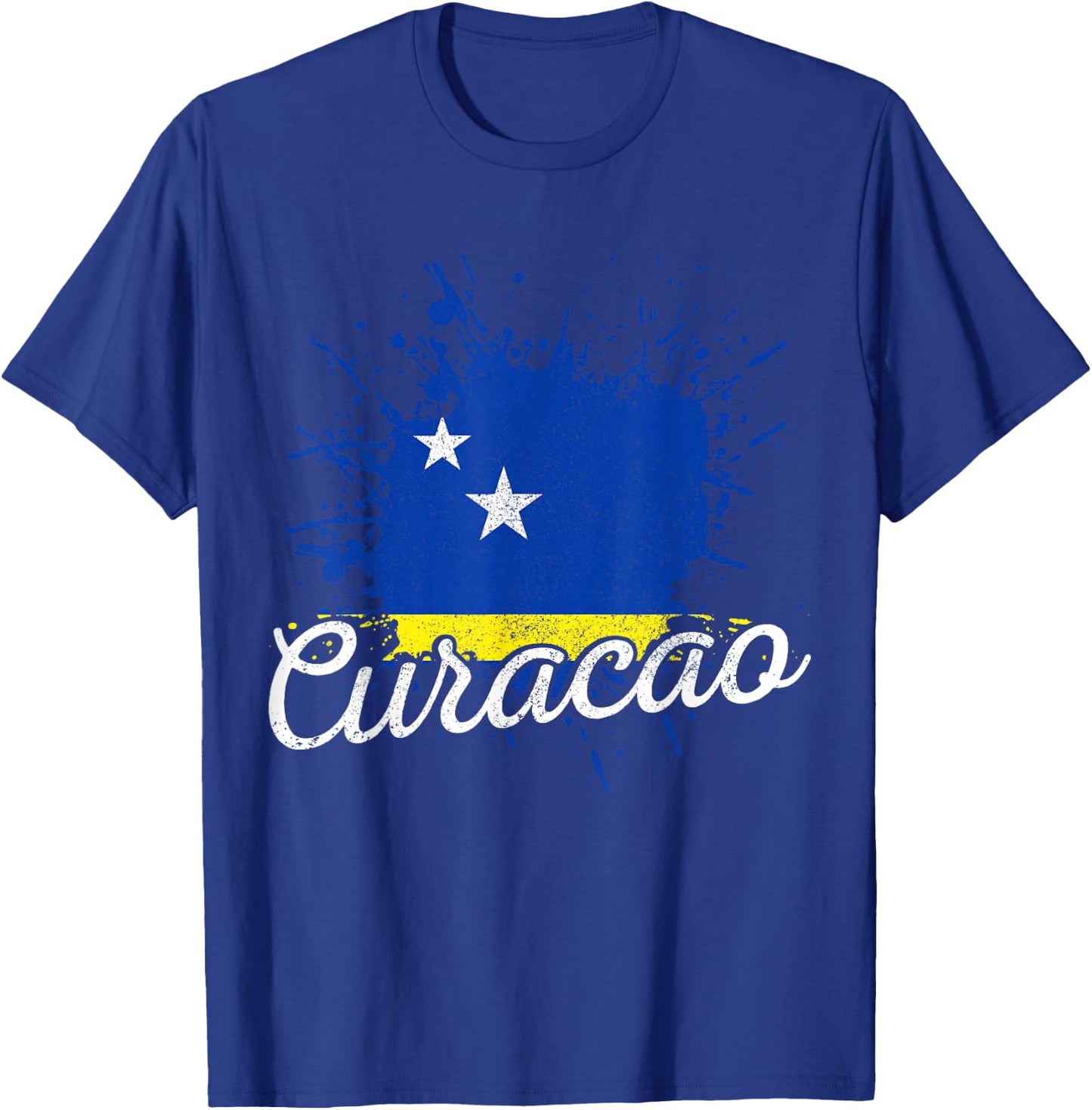 Curacao Flag Vintage Caribbean Souvenir T-Shirt - T-Shirt | Royal
