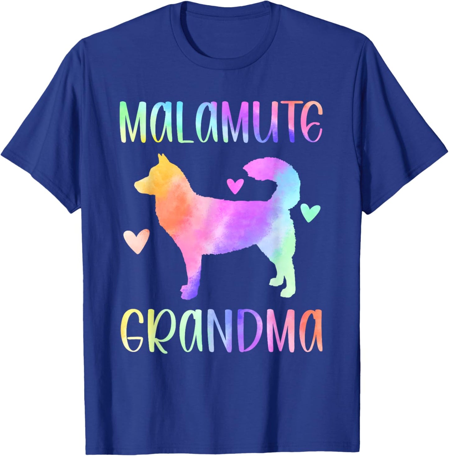 Alaskan Malamute Grandma Malamute Nana Rainbow Watercolor T-Shirt - T-Shirt | Royal