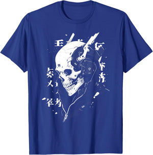 Anime Manga Skull Cyberpunk Aesthetic Techwear Harajuku T-Shirt - T-Shirt | Royal