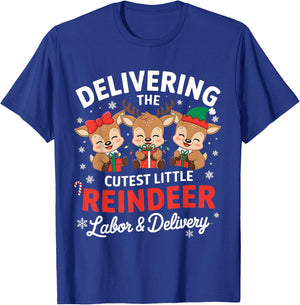 Christmas Delivering the Cutest Reindeer Labor and Delivery T-Shirt - T-Shirt | Royal