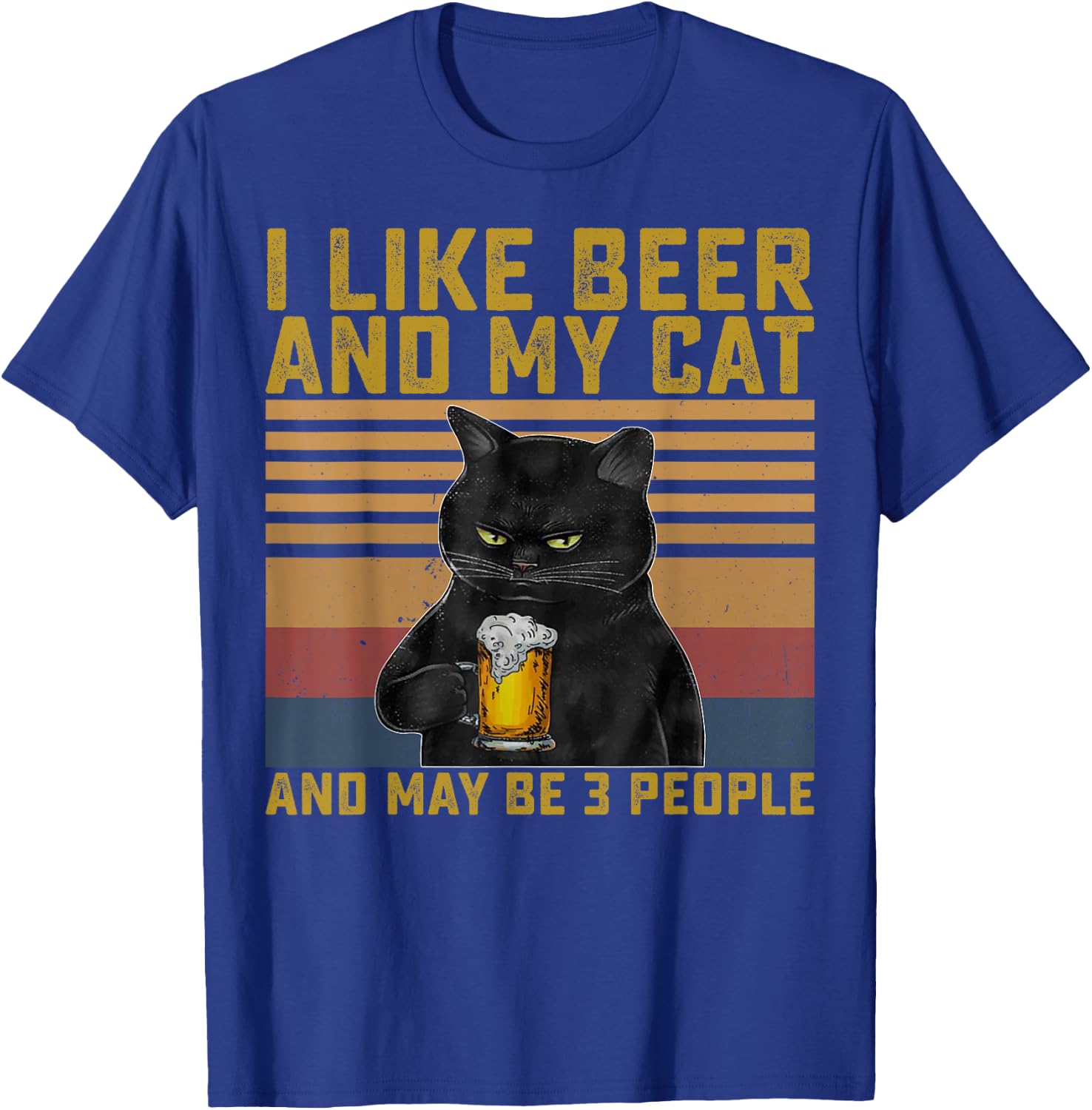 I Like Beer My Cat and Maybe 3 People Cat Lovers Gift T-Shirt - T-Shirt | Royal