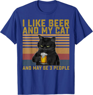 I Like Beer My Cat and Maybe 3 People Cat Lovers Gift T-Shirt - T-Shirt | Royal