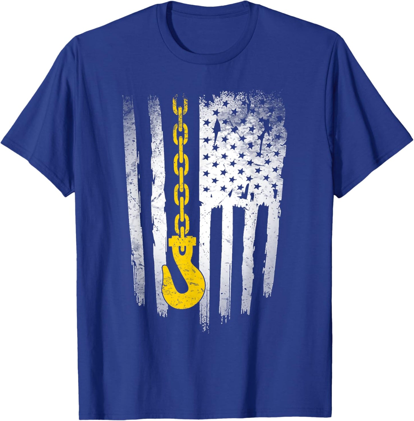 Tow Truck Driver Gift Men USA Flag Towing Hook For US T-Shirt - T-Shirt | Royal