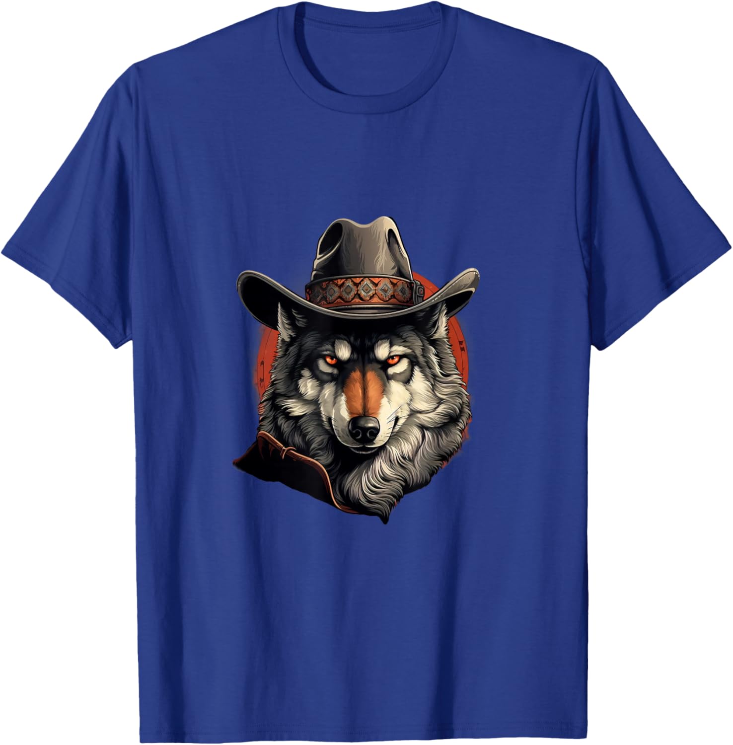 Wolf Cowboy Hat Cowgirl Western Wolf Wolves Lovers T-Shirt - T-Shirt | Royal