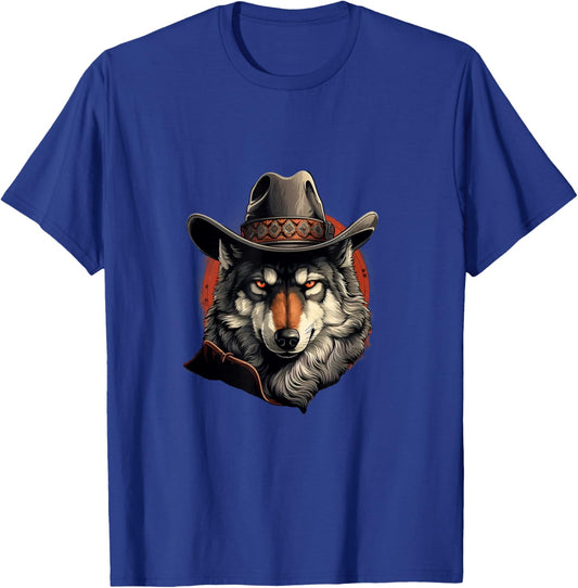 Wolf Cowboy Hat Cowgirl Western Wolf Wolves Lovers T-Shirt - T-Shirt | Royal