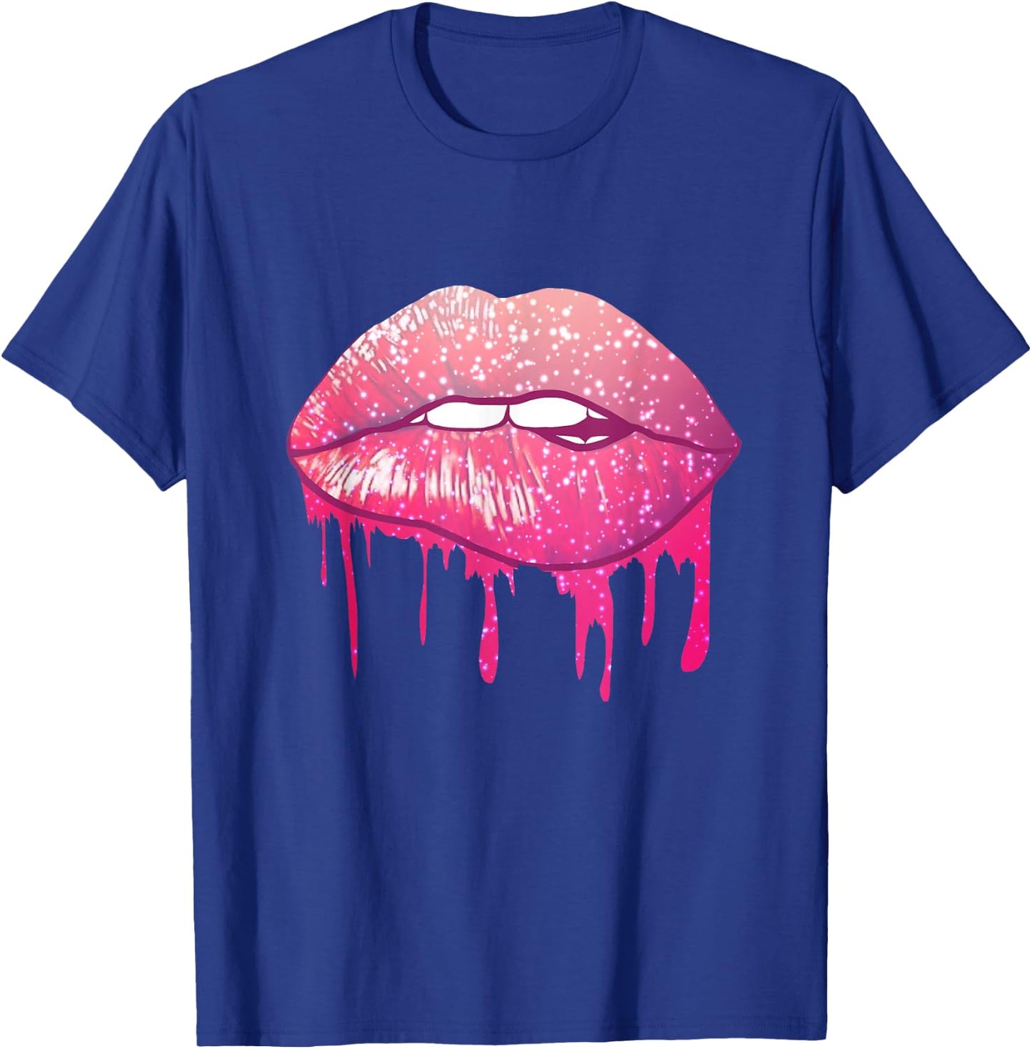 Purple Dripping Biting Lips Lipstick 80s Gifts T-Shirt - T-Shirt | Royal