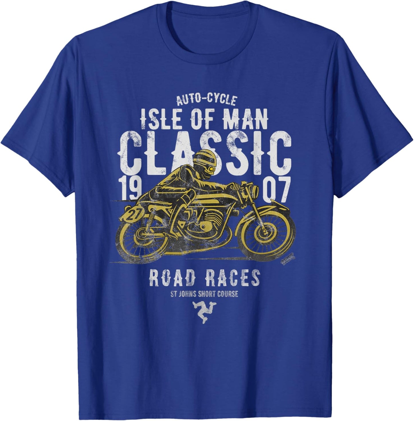 Isle of Man Manx Moto Race Vintage Biker Manx Classic T-Shirt - T-Shirt | Royal