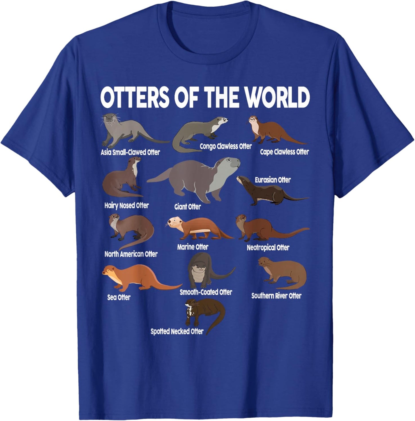 Otters- of The World Kids Girls Men Boy Blue Sea Otter T-Shirt - T-Shirt | Royal