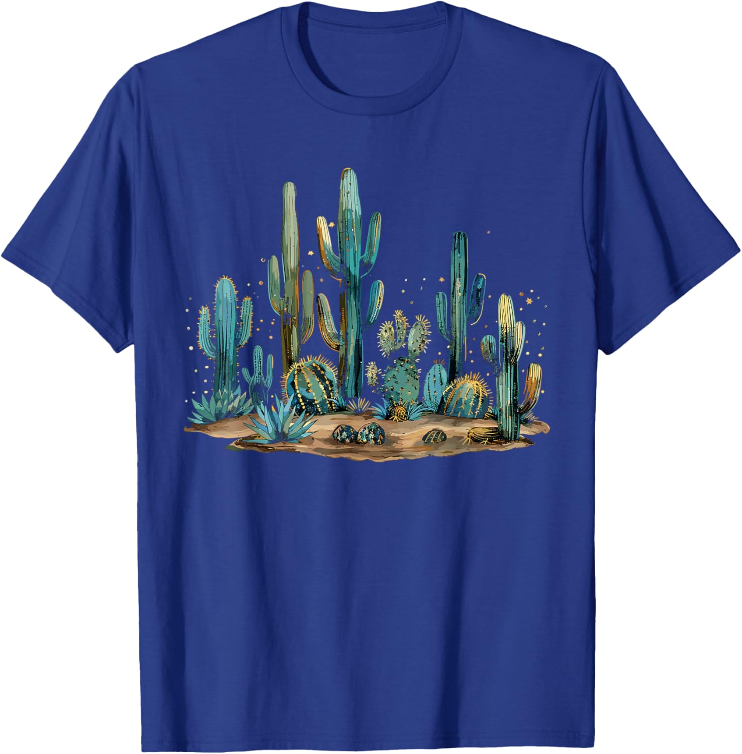 Saguaro Cactus Desert Art Moon Nature T-Shirt - T-Shirt | Royal