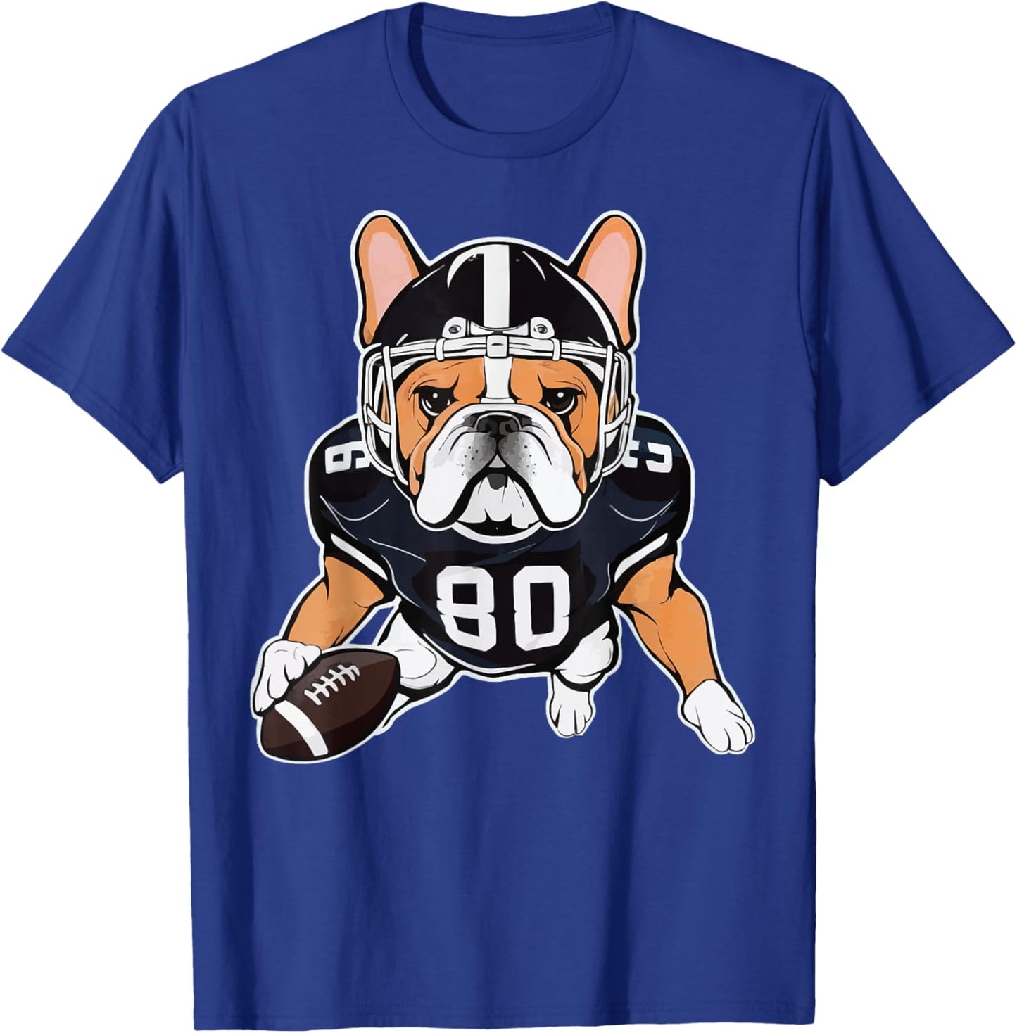 Funny Dog Lover French Bulldog American Football Player T-Shirt - T-Shirt | Royal