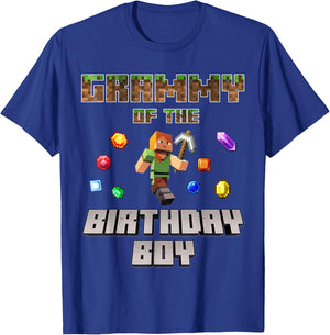 Grammy Of The Birthday Boy Video Gamer Pixel Number T-Shirt - T-Shirt | Royal