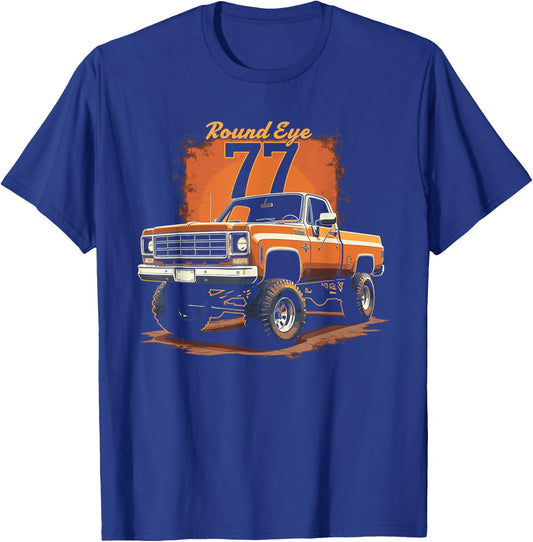 1977 Squarebody Truck Round Eyes K10 Square body 4x4 Truck T-Shirt - T-Shirt | Royal
