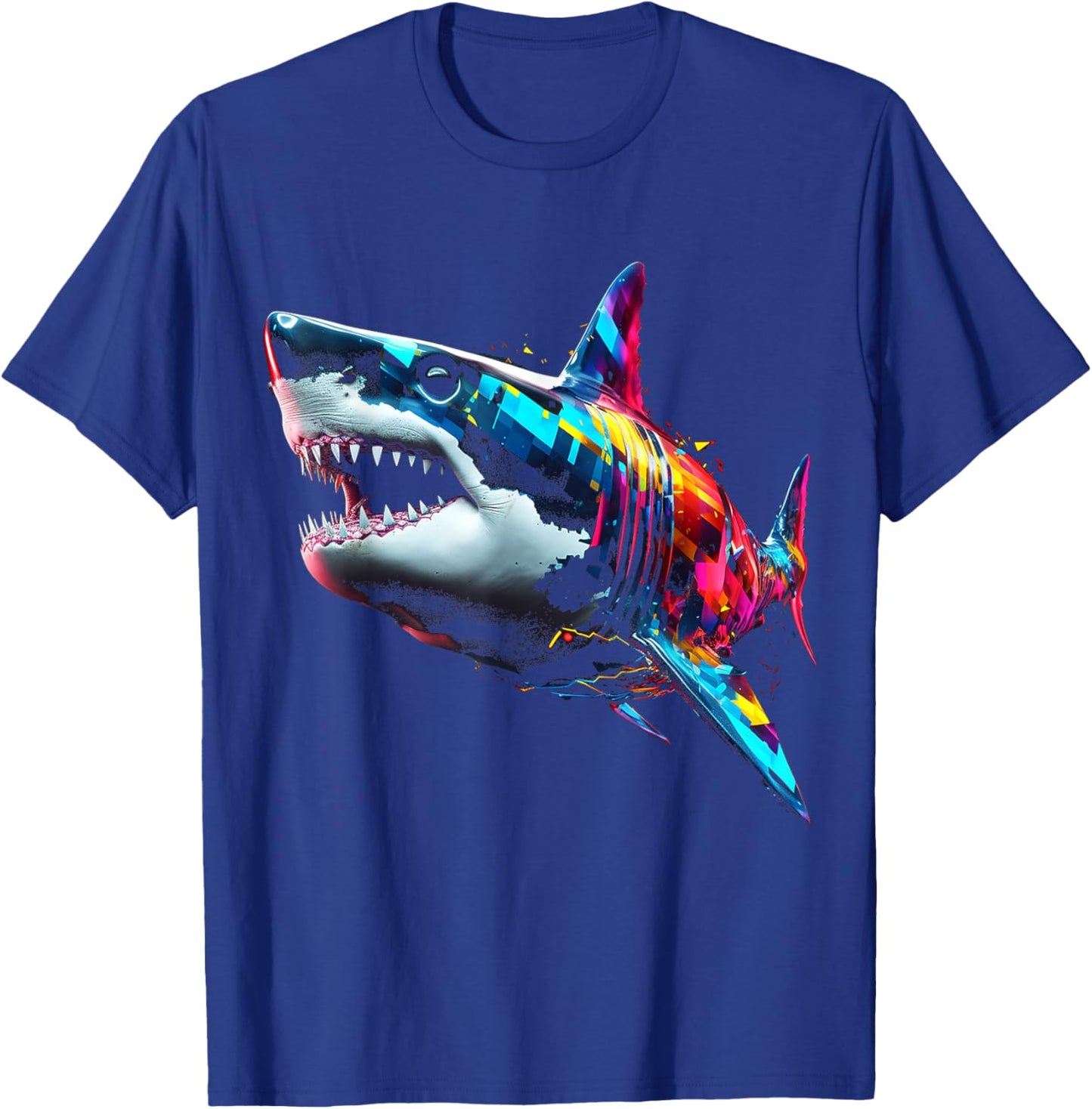 Shark Polygon Colorful Animal Art Abstract Graphic Shark T-Shirt - T-Shirt | Royal