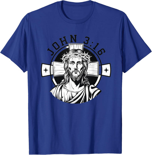 For God So Loved The World Christian Bible Verse John 3 16 T-Shirt - T-Shirt | Royal