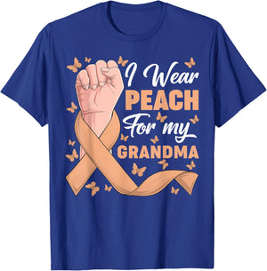 I Wear Peach For My Grandma Uterine Cancer Awareness Support T-Shirt - T-Shirt | Royal
