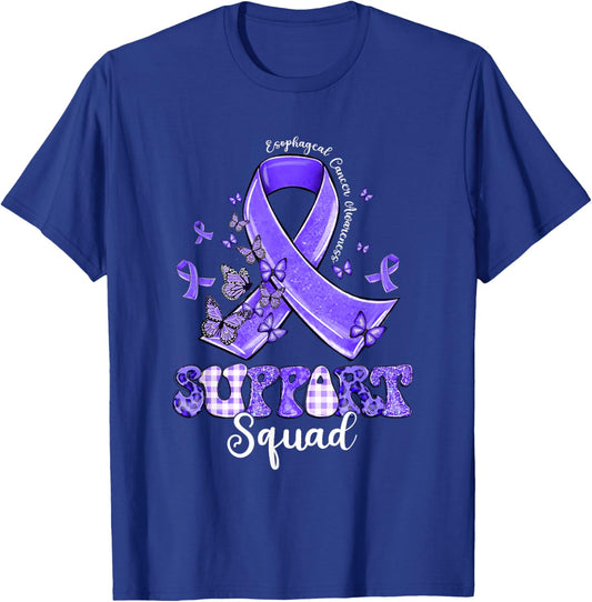 Support Squad Periwinkle Ribbon Butterfly Esophageal Cancer T-Shirt - T-Shirt | Royal
