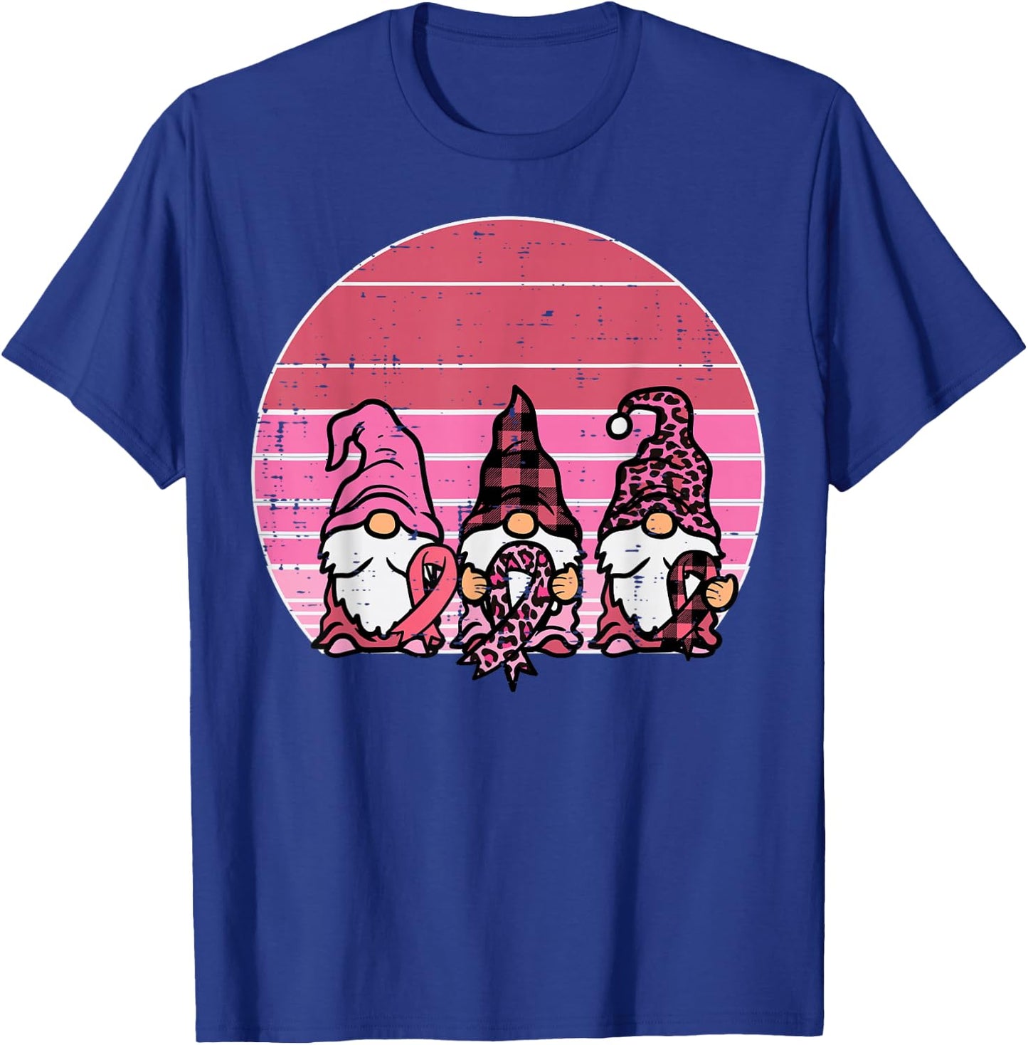 Pink Gnomes Support Retro Breast Cancer Awareness Women T-Shirt - T-Shirt | Royal