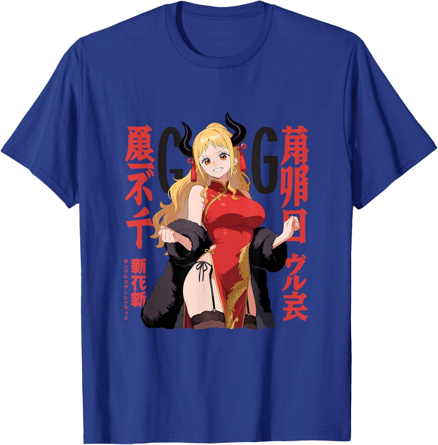 Waifu Sexy Anime Girl Devil Horns Chinese Dress Japanese Art T-Shirt - T-Shirt | Royal