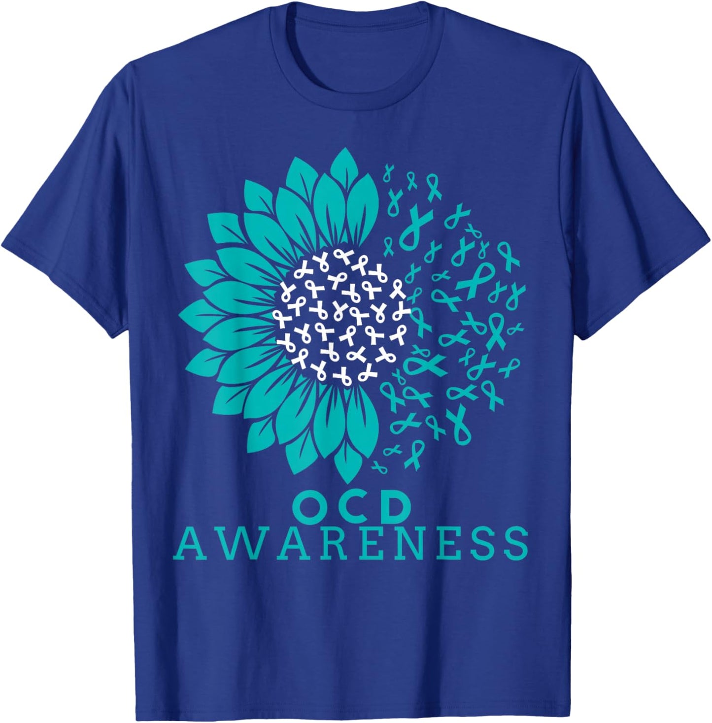 OCD Awareness Sunflower Ribbon Obsessive Compulsive Disorder T-Shirt - T-Shirt | Royal